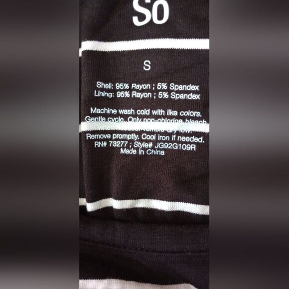 NWT SO Black/White Striped Skater Dress with Shelf Bra Size Small - Picture 6 of 7